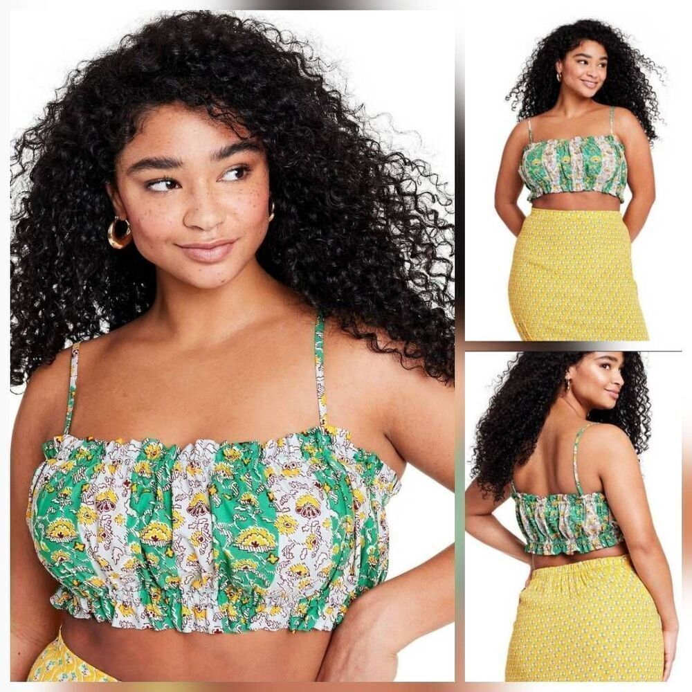 Rhode x Target Whimsical Cottagecore Floral Ruffle Detail Crop Top Sz. L
